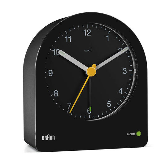 Braun BC22 Analogue Alarm Clock – Continuous Backlight & Quiet Quartz (Black)
