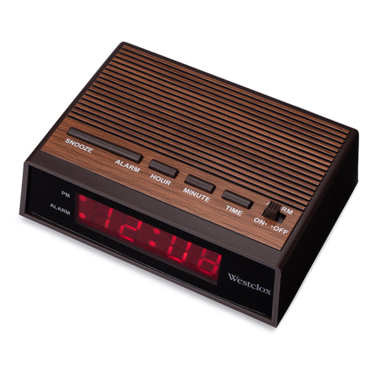 Westclox LED Digital Alarm Clock, Wood grain Finish 22690