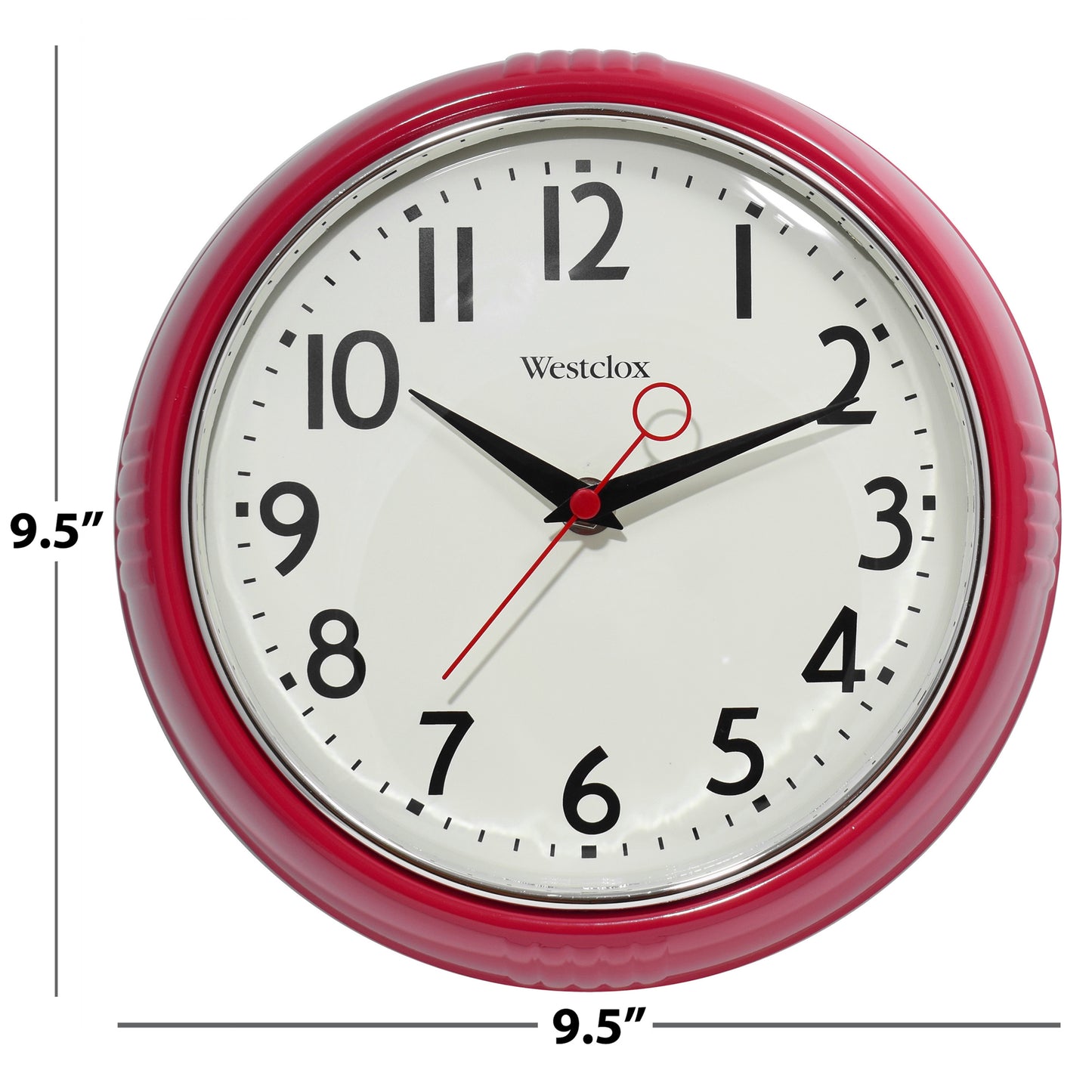 Westclox 1950 Retro 9.5" Extra Thick Round Wall Clock Red 32042R