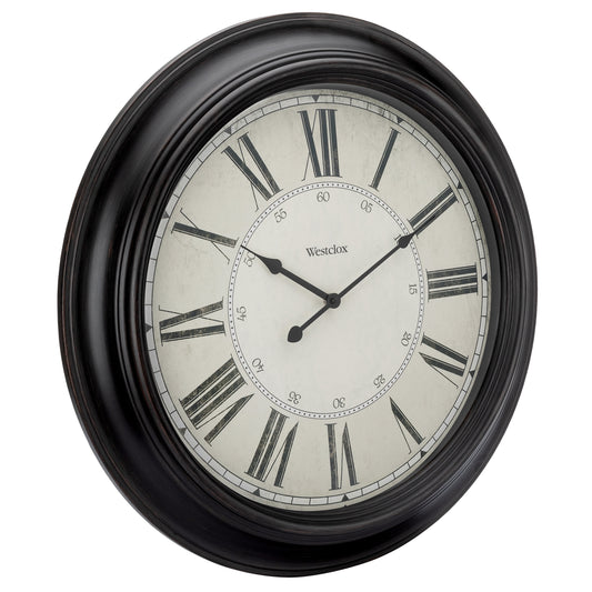 Westclox 24" Vintage Roman Numeral Wall Clock β Satin Black Finish