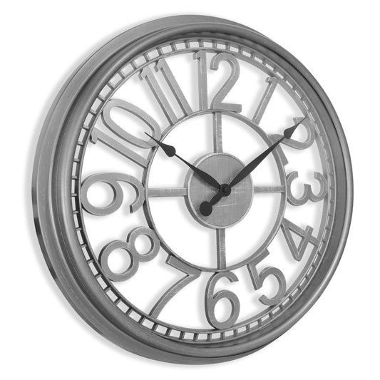 Westclox 18.5" Silver Open Dial Wall Clock – Brushed Metal Finish