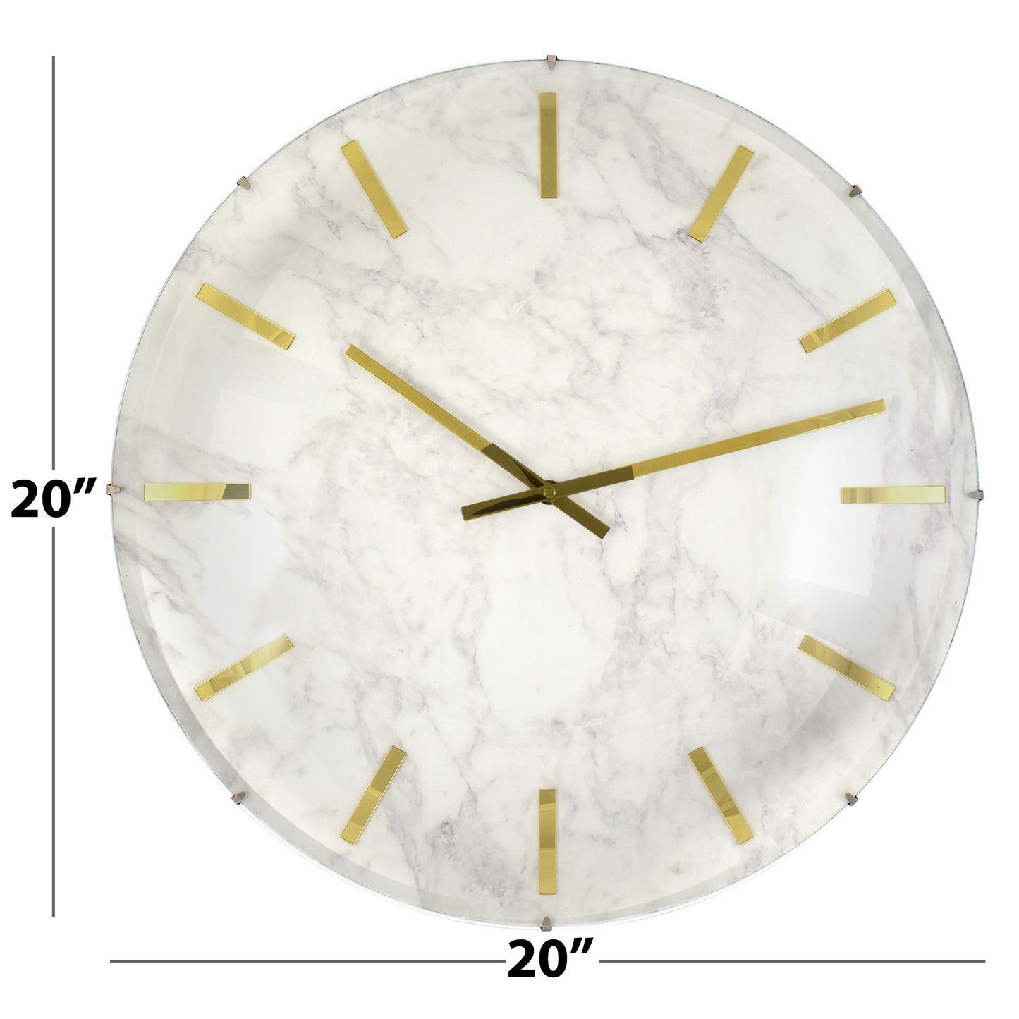 Westclox 18.5" Frameless White Marble Wall Clock – Gold Accents Dome Glass
