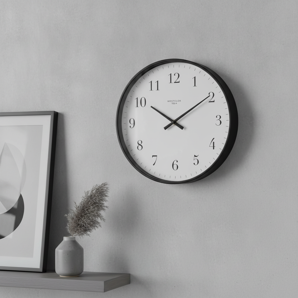 Westclox 12" Basic Black Wall Clock – Easy-to-Read Dial