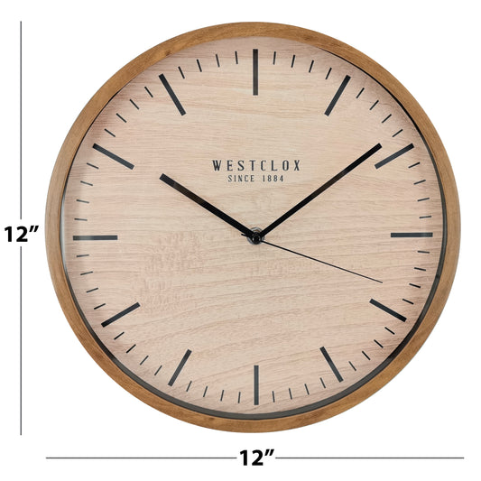 Westclox 12" Two Tone Woodgrain Wall Clock – Natural Woodgrain Analog Wall Clock