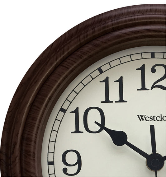 Westclox 10" Traditional Woodgrain Wall Clock – Classic Wood Look