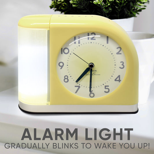 Big Ben Classic Moonbeam Retro Alarm Clock, Light & Bell Alarm, USB Charging, Yellow