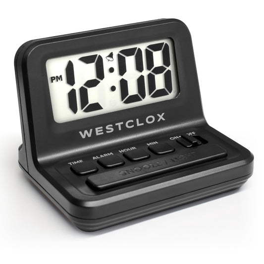 Westclox Celebrity Glo-Clox Black Compact Travel Alarm Clock 47538A