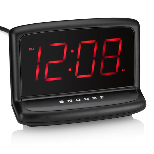 Westclox Large Digit LED Alarm Clock – 1.4" Red Display with Oversized Snooze