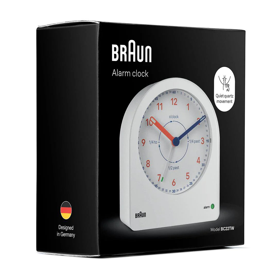 Braun BC22TW Time Teacher Analogue Alarm Clock – Easy-to-Read Learning Dial with Backlight