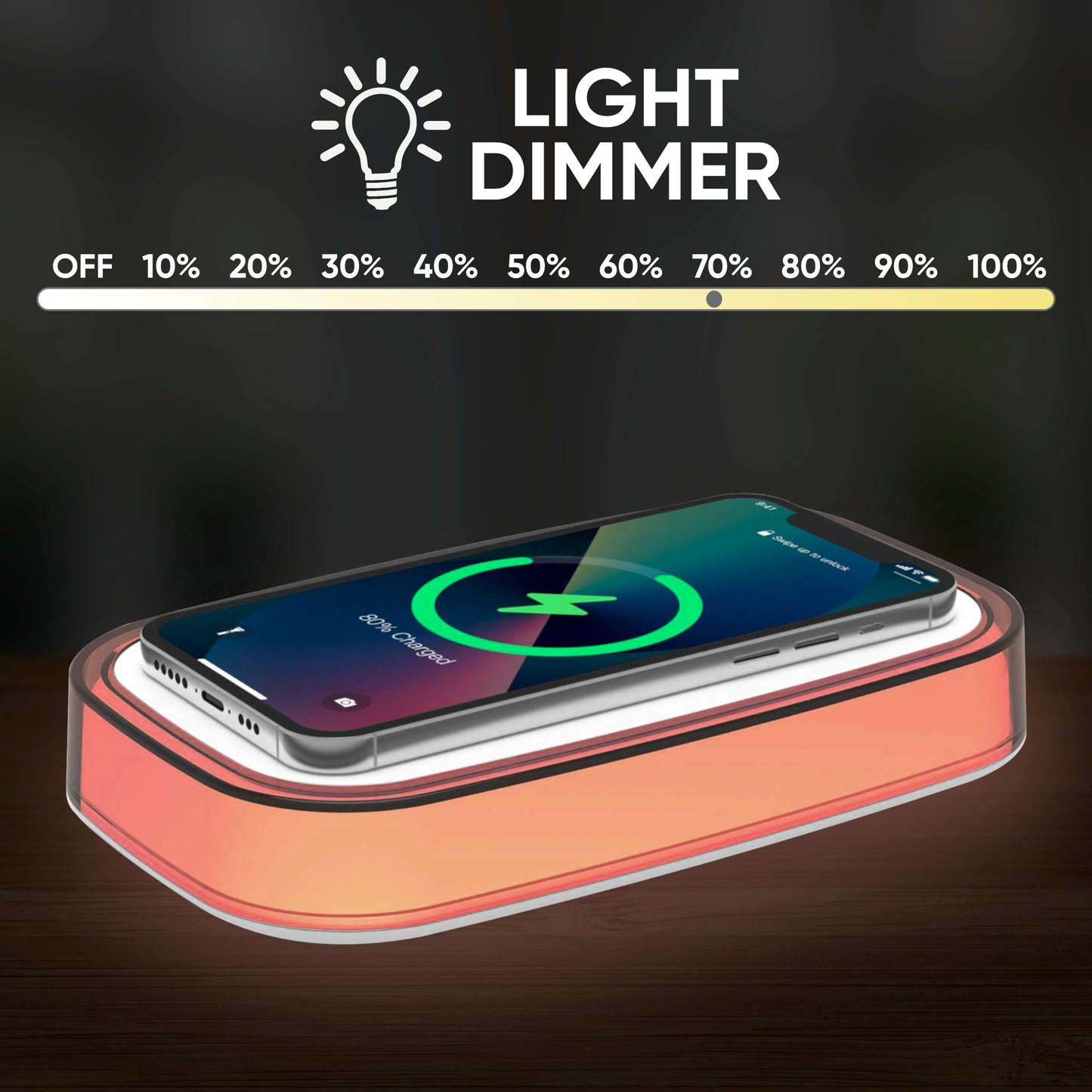 Westclox Wireless Charging Pad with Color Changing Light – Fast 15W USB-C