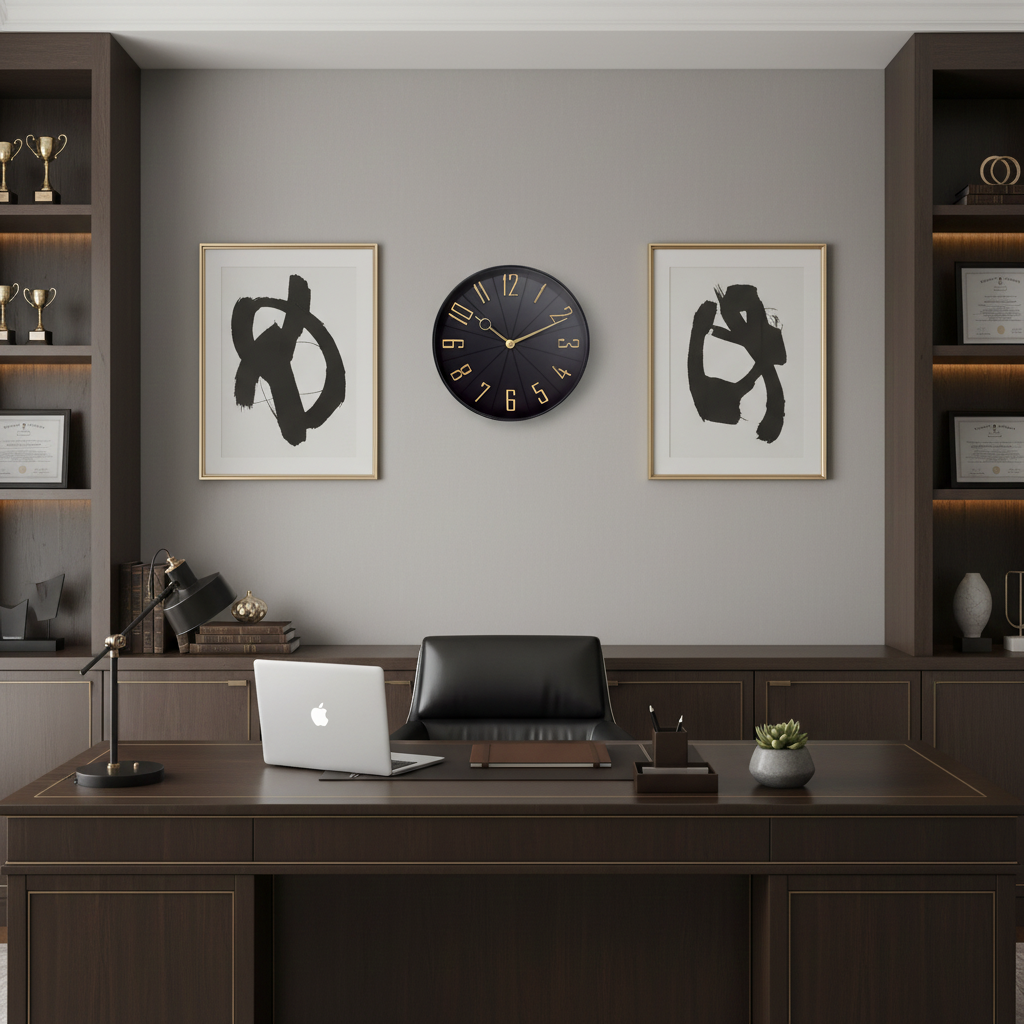 Westclox 12" Contemporary Wall Clock, Raised Gold Numbers, Satin Black, Gold Hands, Glass Lens