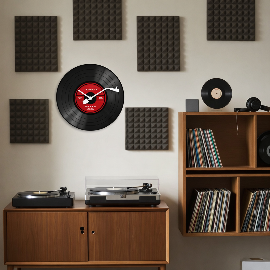 Crosley 12" Record Wall Clock – Red Label Vinyl Style Design
