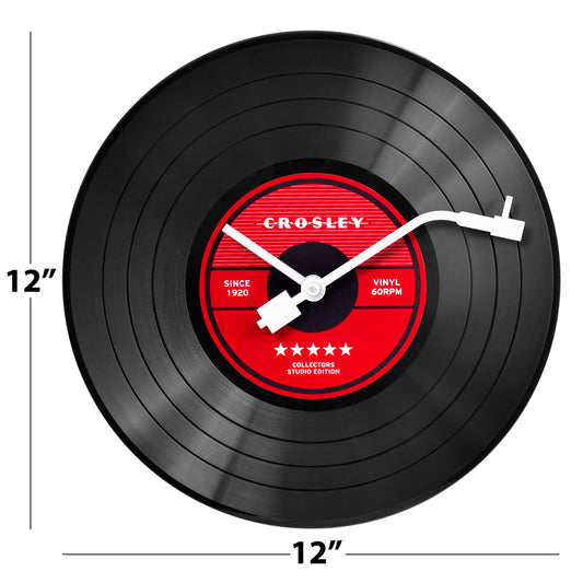Crosley 12" Record Wall Clock – Red Label Vinyl Style Design
