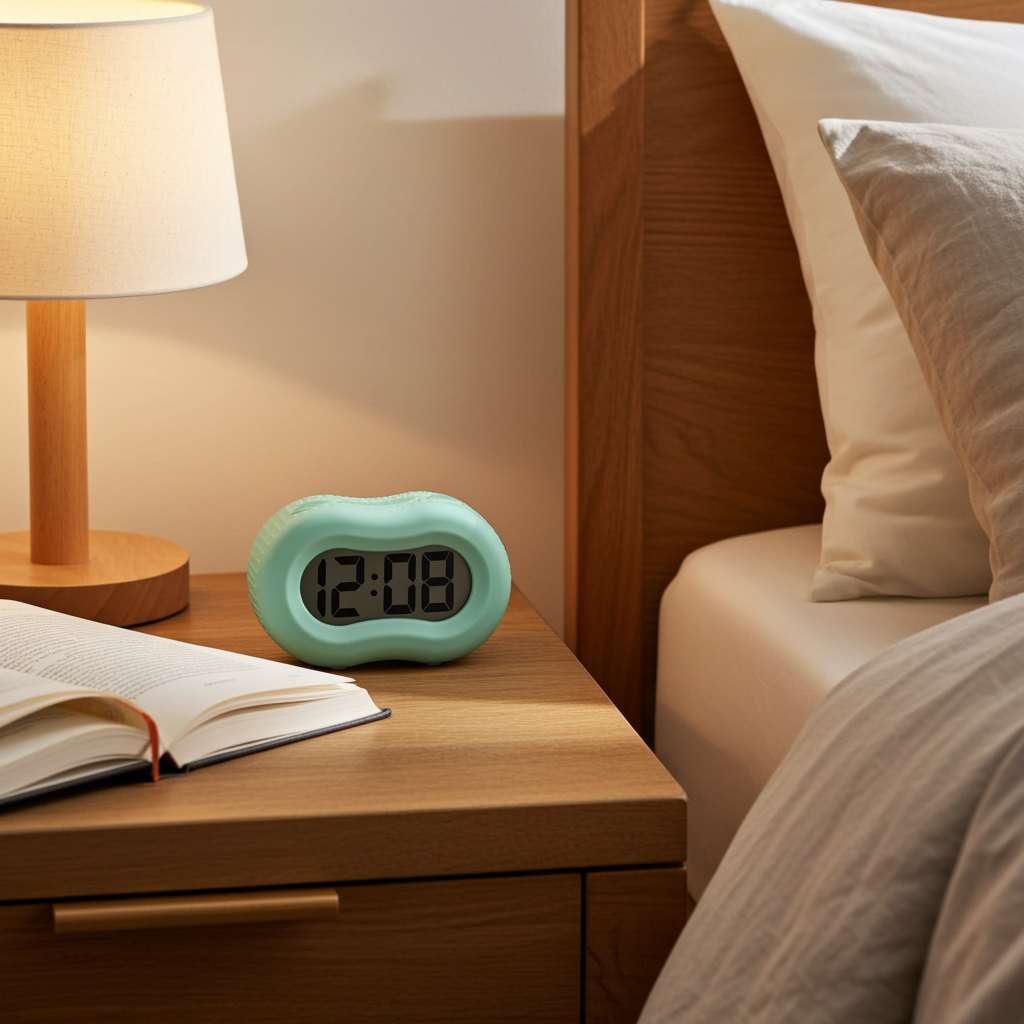 Timelink Alarm Clock, Large Time Display, Automatic Night Light, Mint Green Rubber Case