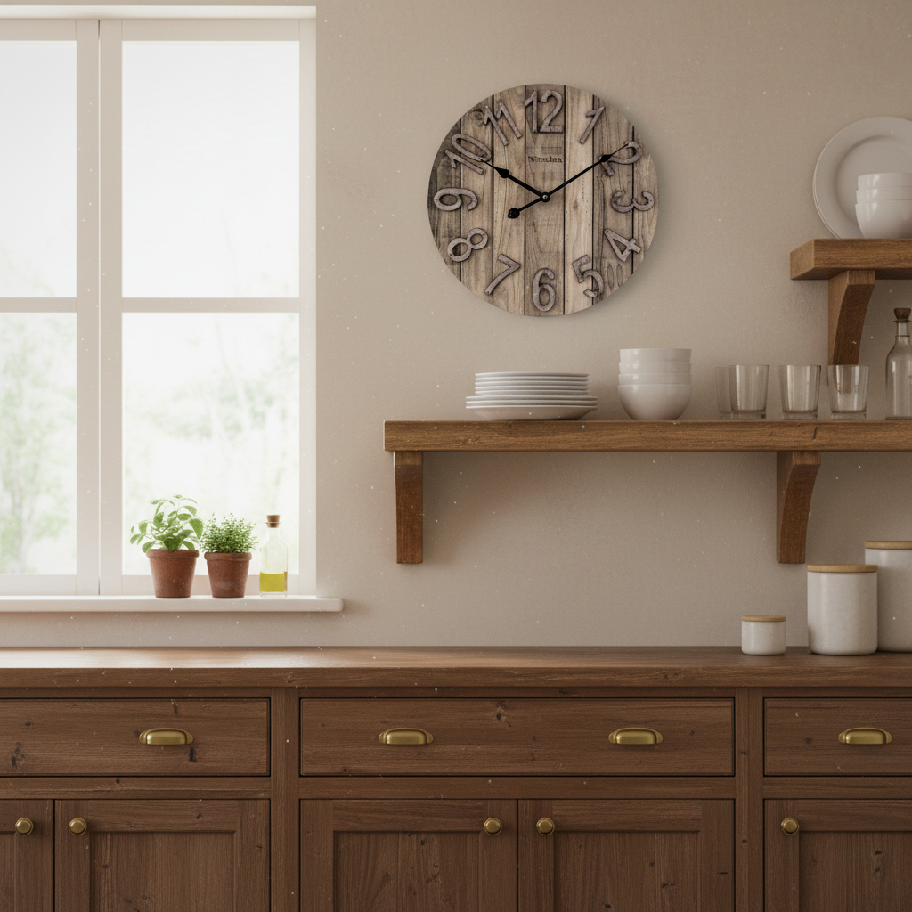Westclox 15.5" Farmhouse Woodgrain Wall Clock with Galvanized Raised Numbers