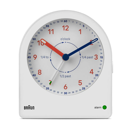 Braun BC22TW Time Teacher Analogue Alarm Clock – Easy-to-Read Learning Dial with Backlight