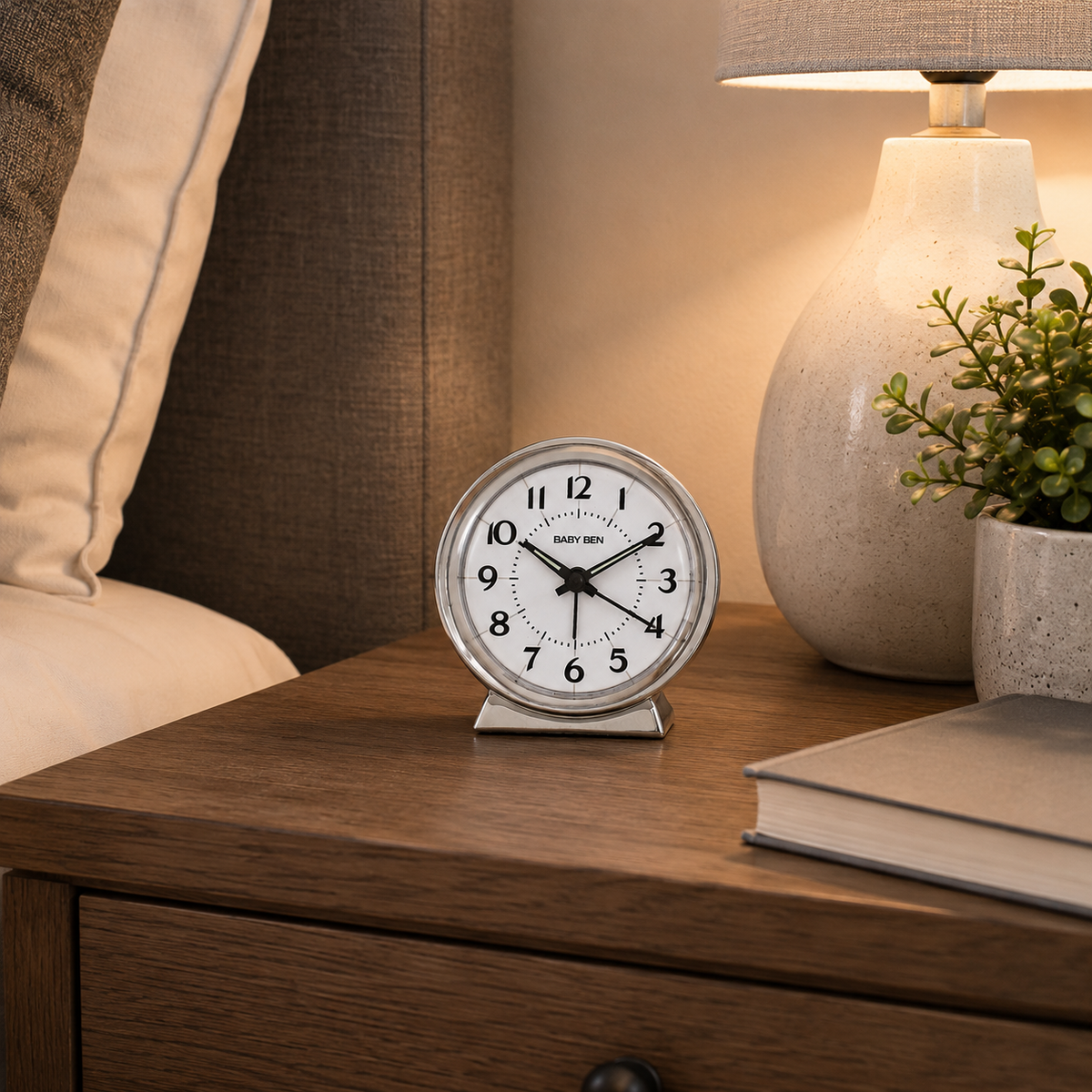 Baby Ben Iconic Alarm Clock, Loud Beeping Alarm, Chrome Finish Metal Case, Easy Controls