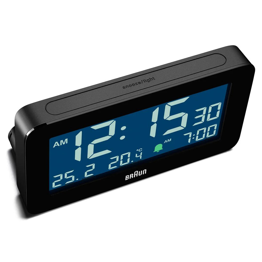 Braun BC10 Digital Alarm Clock – Auto Backlight & Temperature Display (Black)