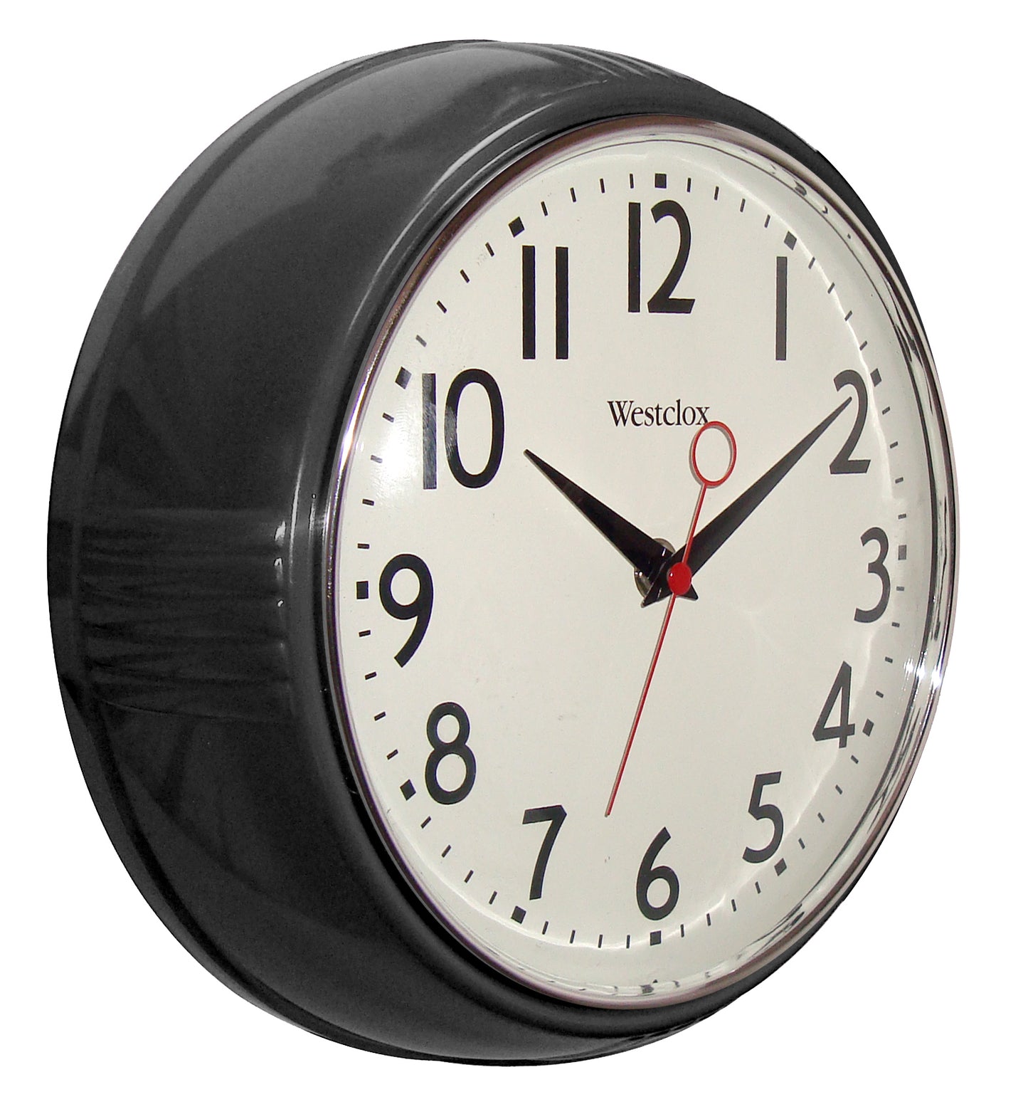 Westclox 1950 Retro 9.5" Extra Thick Round Wall Clock Black 32042BK