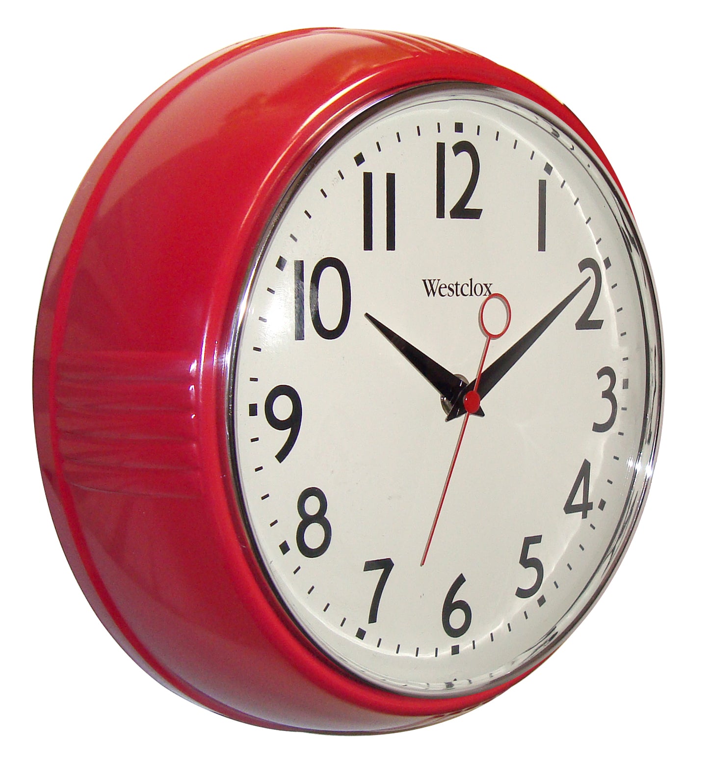 Westclox 1950 Retro 9.5" Extra Thick Round Wall Clock Red 32042R