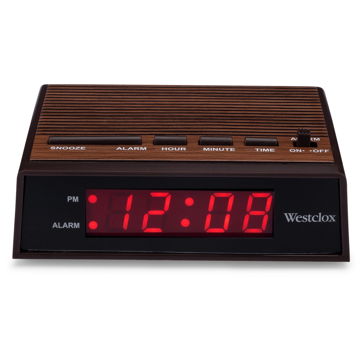 Westclox LED Digital Alarm Clock, Wood grain Finish 22690
