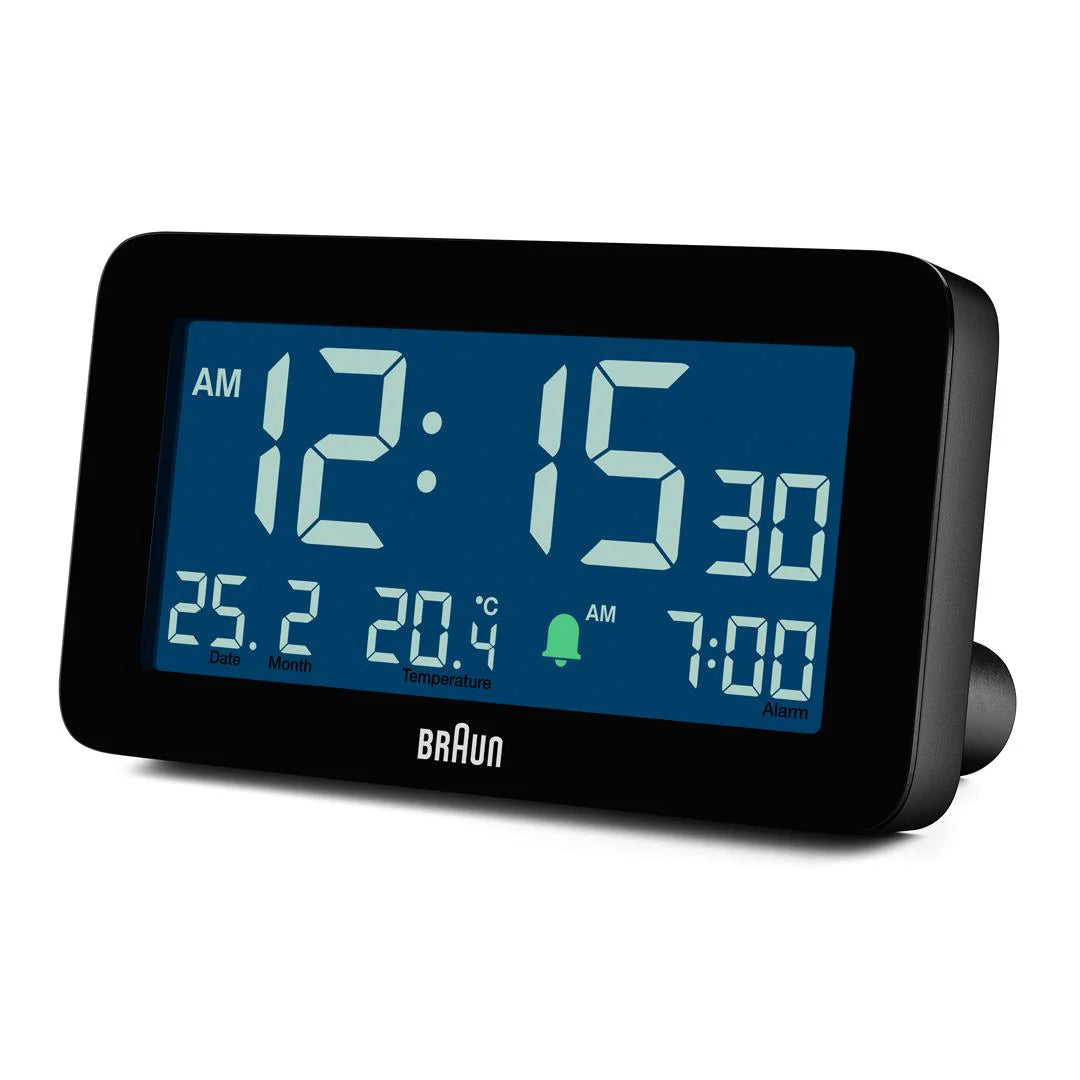 Braun BC10 Digital Alarm Clock – Auto Backlight & Temperature Display (Black)