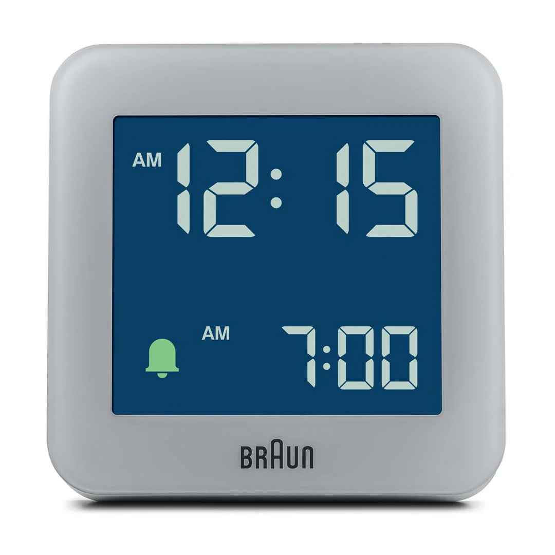 Braun BC09 Digital Alarm Clock – Reverse LCD & Crescendo Alarm (Gray)