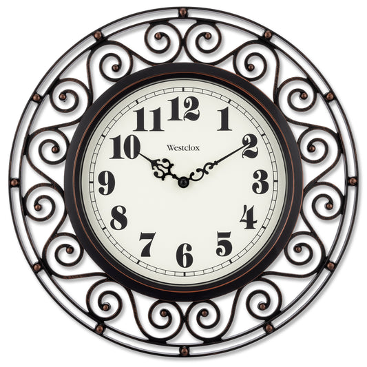 Westclox Wrought Iron Look Wall Clock 12" 32021A