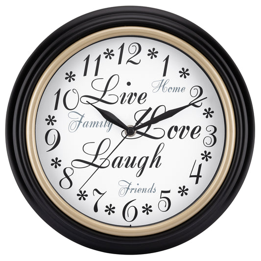 Westclox Live Love Laugh Wall Clock 12" Brown 32032A