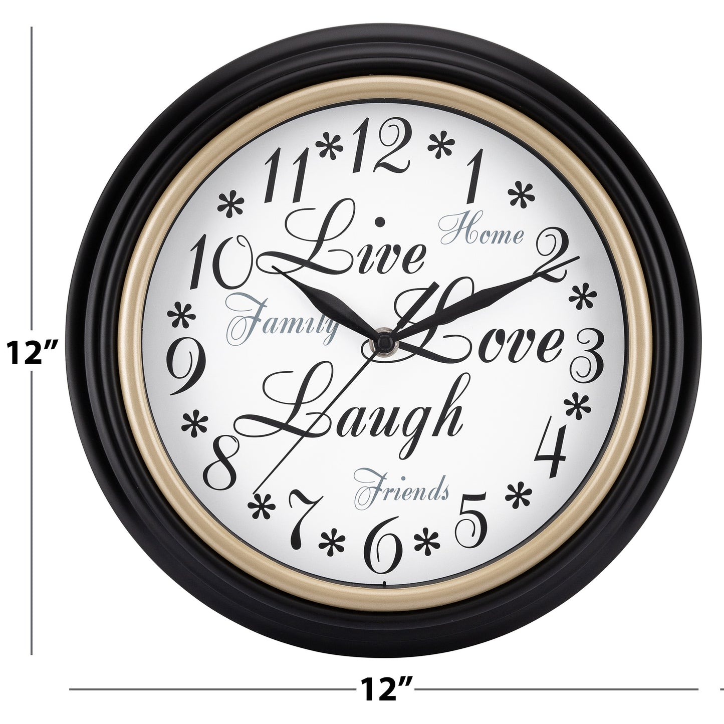 Westclox Live Love Laugh Wall Clock 12" Brown 32032A