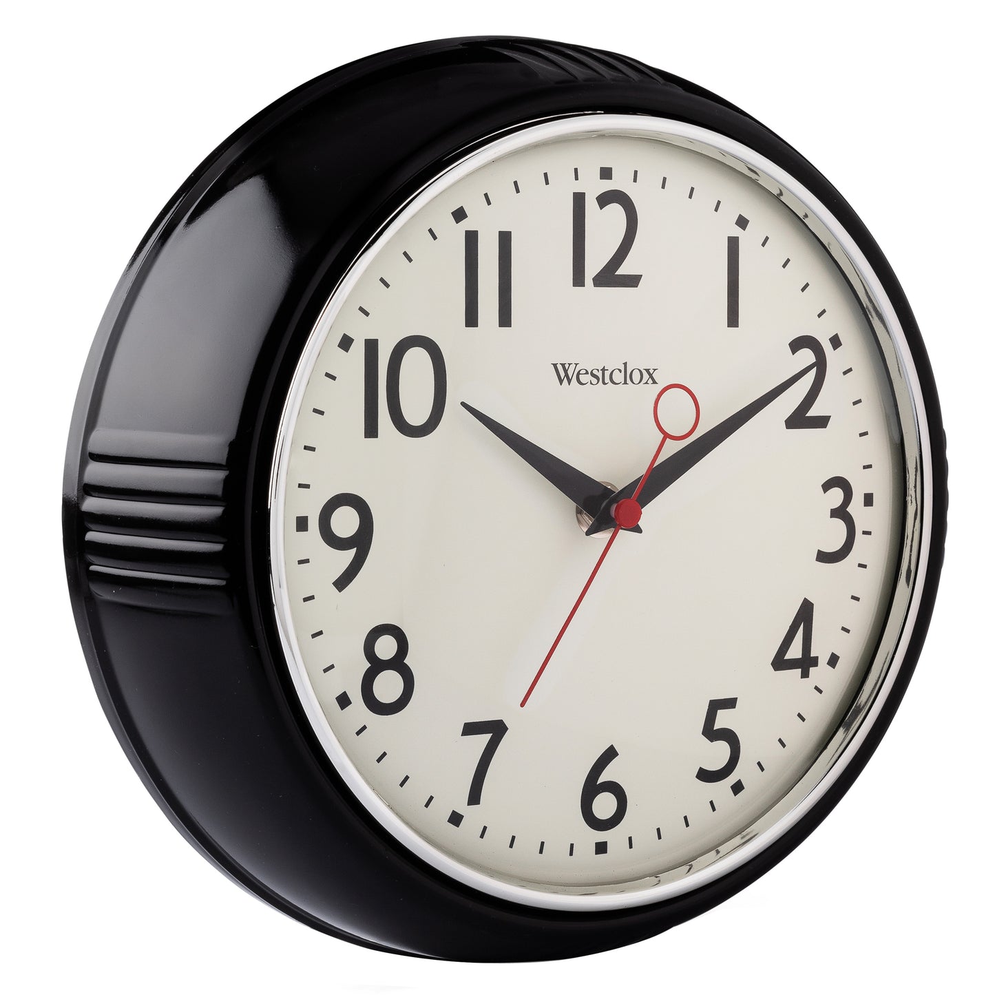 Westclox 1950 Retro 9.5" Extra Thick Round Wall Clock Black 32042BK