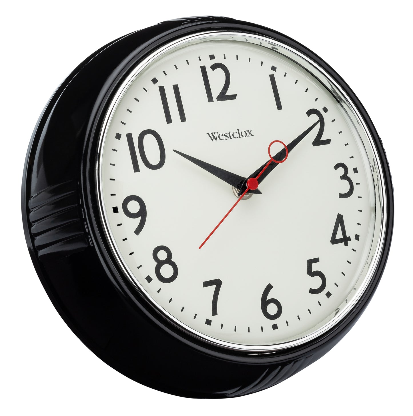Westclox 1950 Retro 9.5" Extra Thick Round Wall Clock Black 32042BK