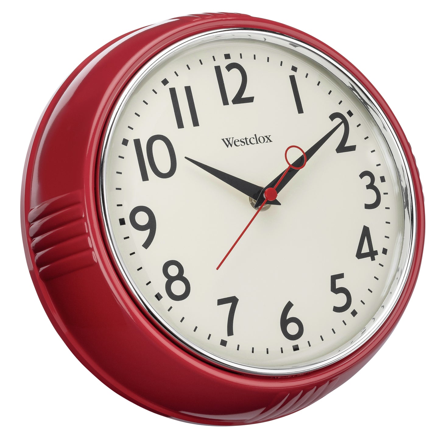 Westclox 1950 Retro 9.5" Extra Thick Round Wall Clock Red 32042R