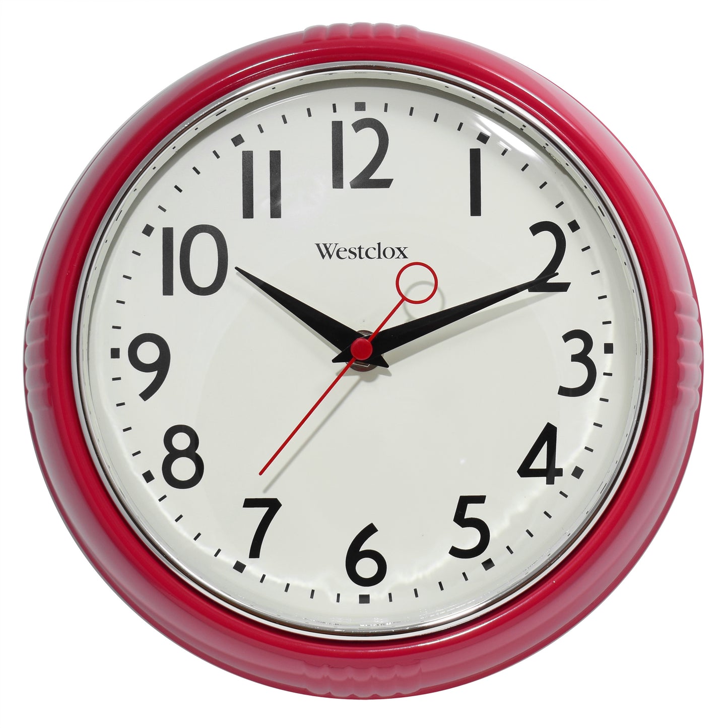 Westclox 1950 Retro 9.5" Extra Thick Round Wall Clock Red 32042R