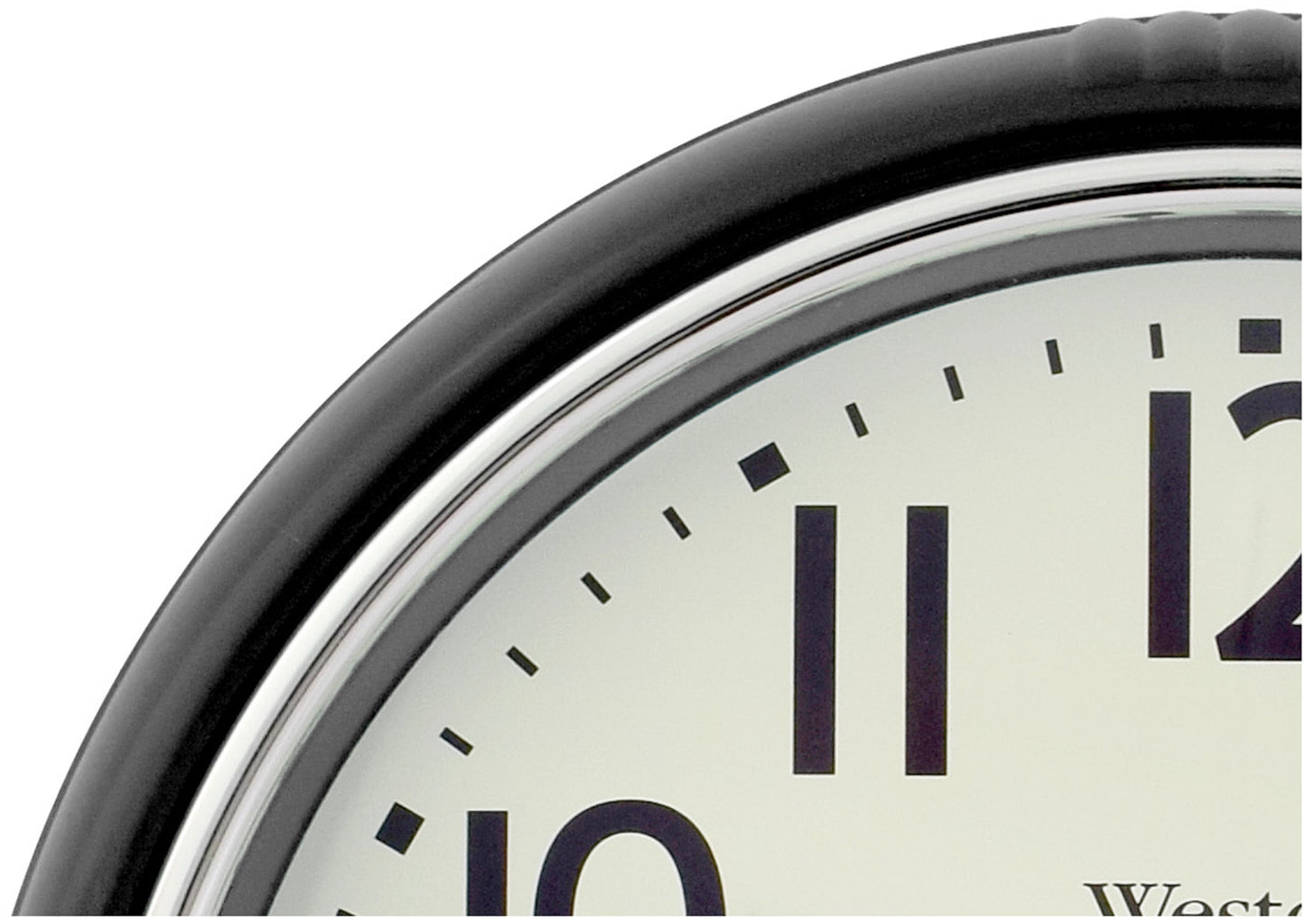 Westclox 12" Black Retro Wall Clock – Gloss Finish with Chrome Bezel