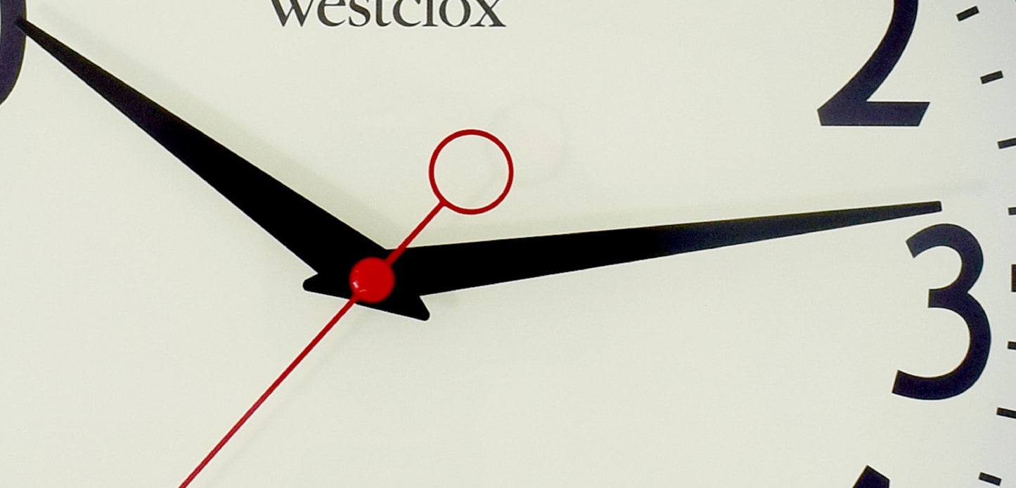 Westclox 12" Black Retro Wall Clock – Gloss Finish with Chrome Bezel