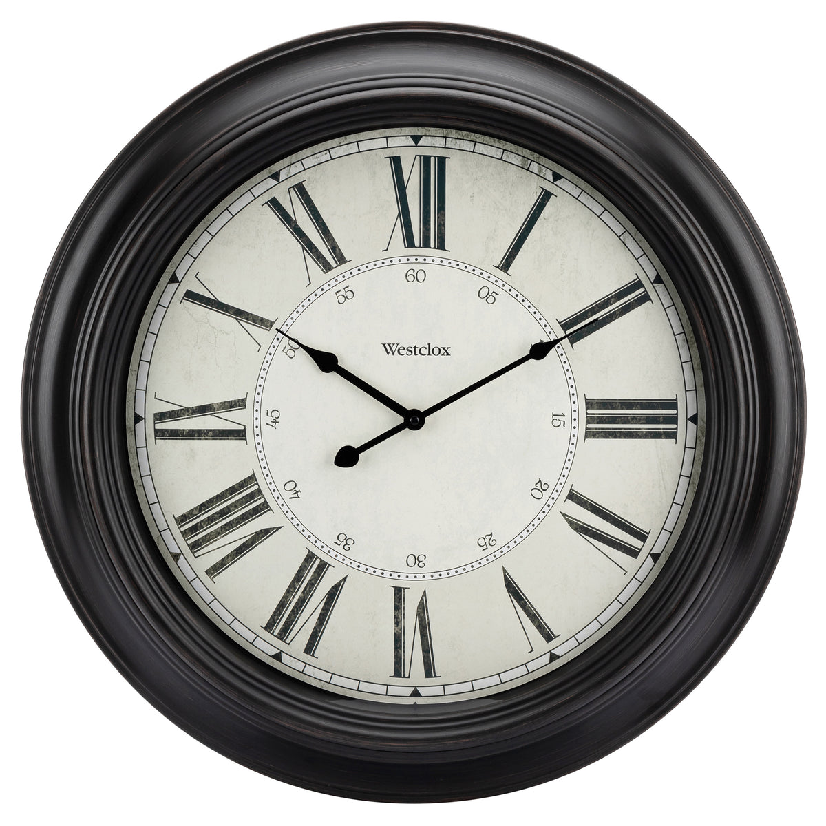 Westclox 24" Vintage Roman Numeral Wall Clock – Satin Black Finish