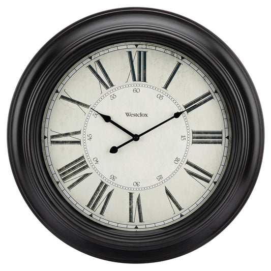 Westclox 24" Vintage Roman Numeral Wall Clock – Satin Black Finish