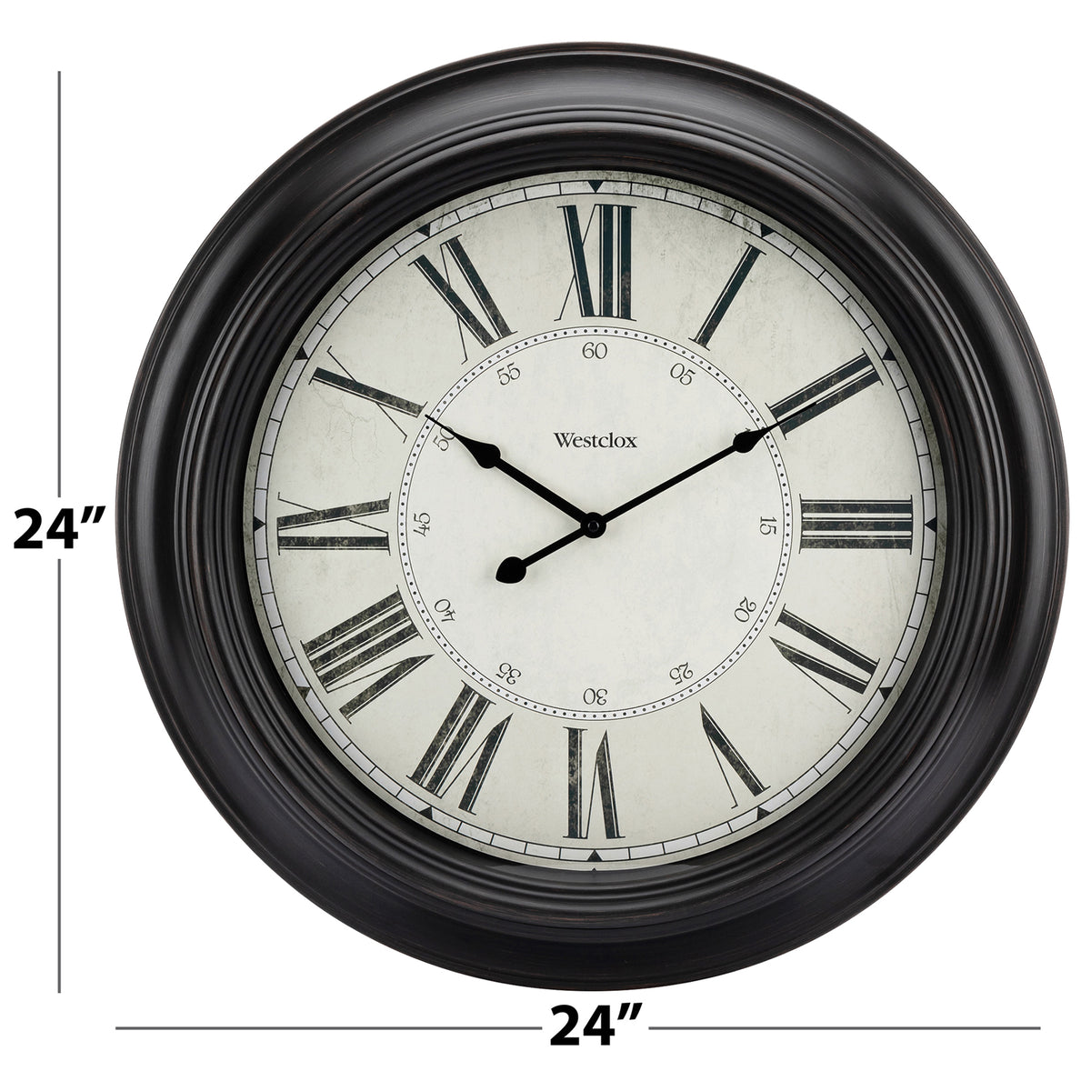 Westclox 24" Vintage Roman Numeral Wall Clock – Satin Black Finish
