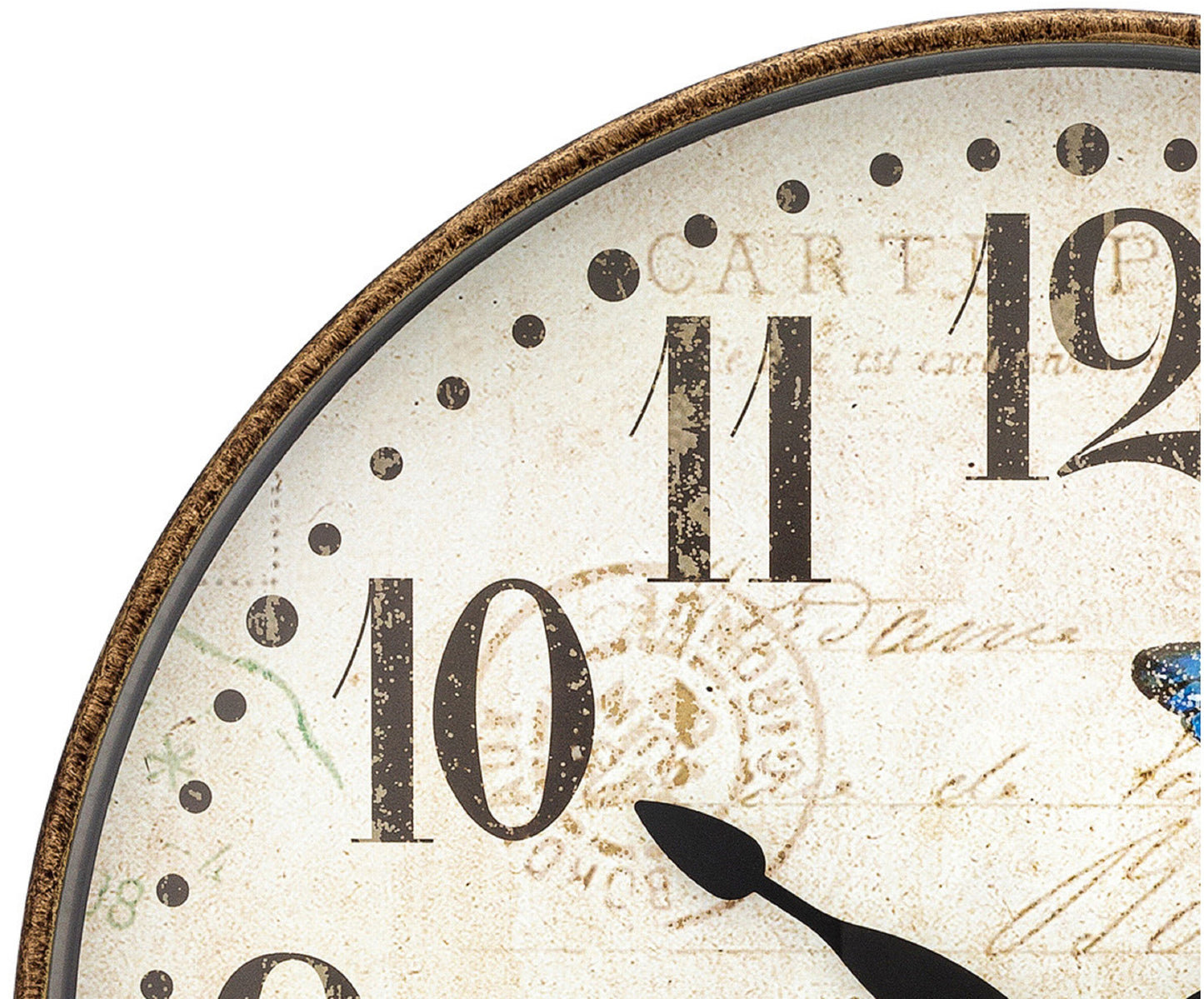 Westclox 12" Vintage Butterflies Wall Clock, Colorful Dial, Bronze Textured Finish, Glass Lens