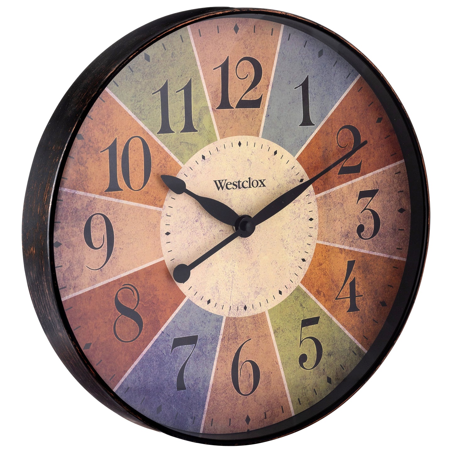 Westclox 12" Wall Clock, Easy-to-Read Colorful Dial, Slim Frame, Metal Hands, Glass Lens