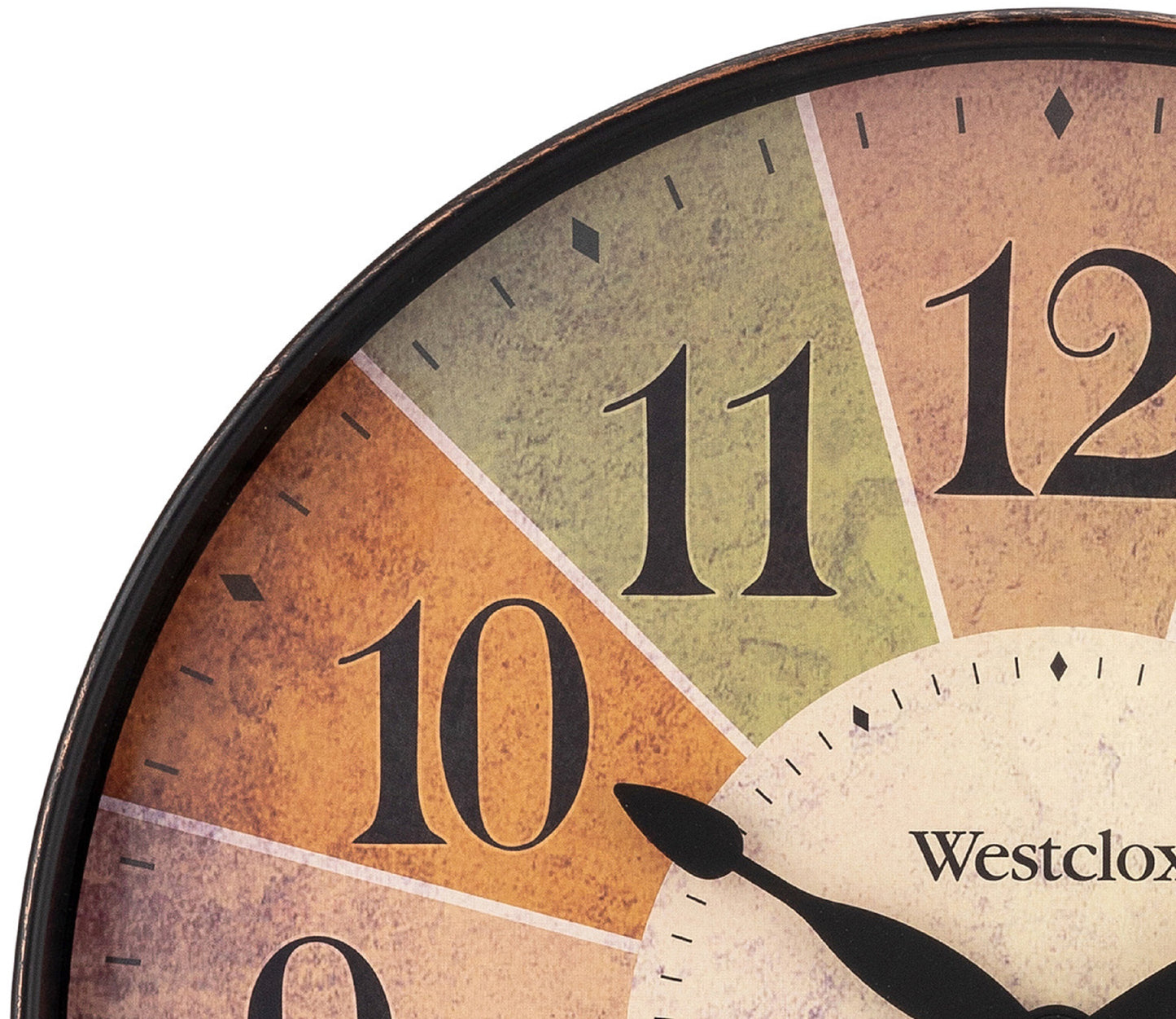 Westclox 12" Wall Clock, Easy-to-Read Colorful Dial, Slim Frame, Metal Hands, Glass Lens