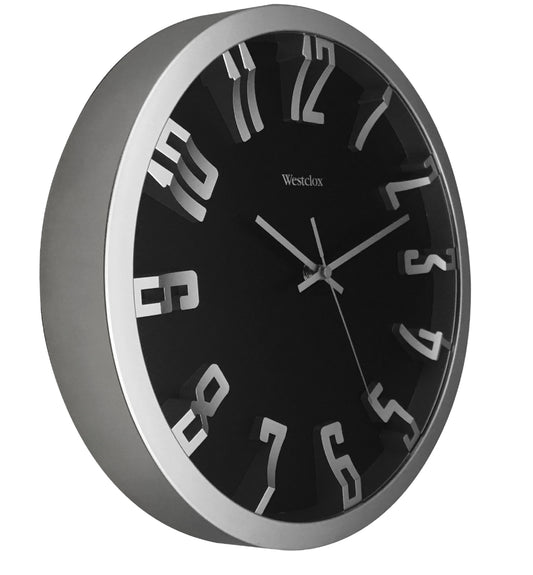 Westclox 12" Contemporary Silver Raised Number Wall Clock