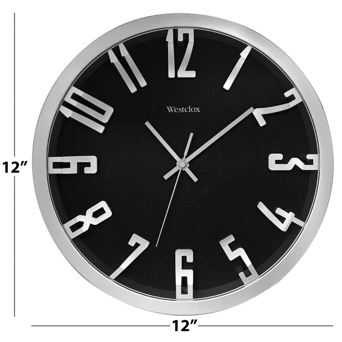 Westclox 12" Contemporary Silver Raised Number Wall Clock