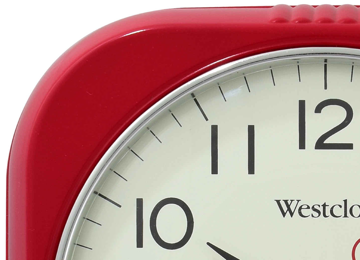 Westclox 9.5" Red Retro Square Wall Clock – Gloss Finish & Chrome Bezel
