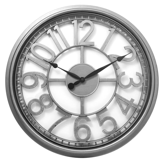 Westclox 18.5" Silver Open Dial Wall Clock – Brushed Metal Finish