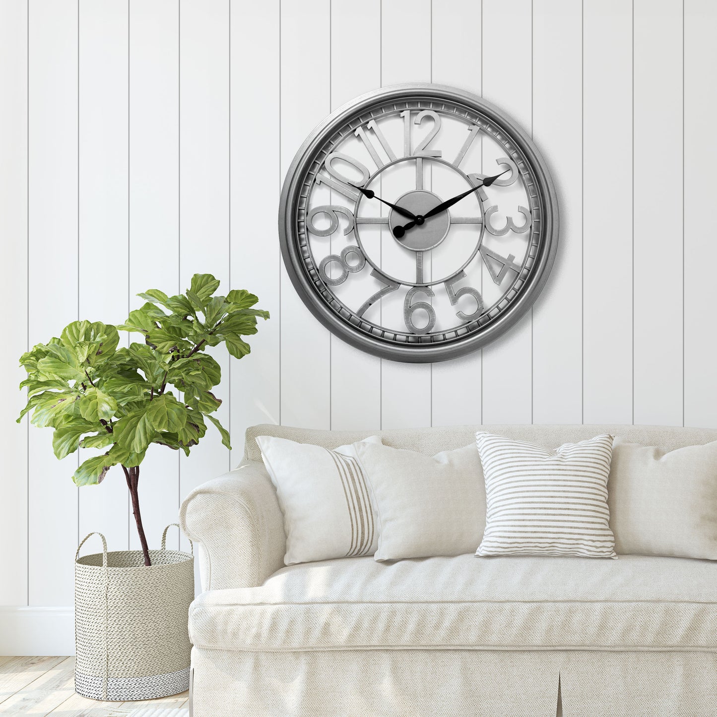 Westclox 18.5" Silver Open Dial Wall Clock – Brushed Metal Finish
