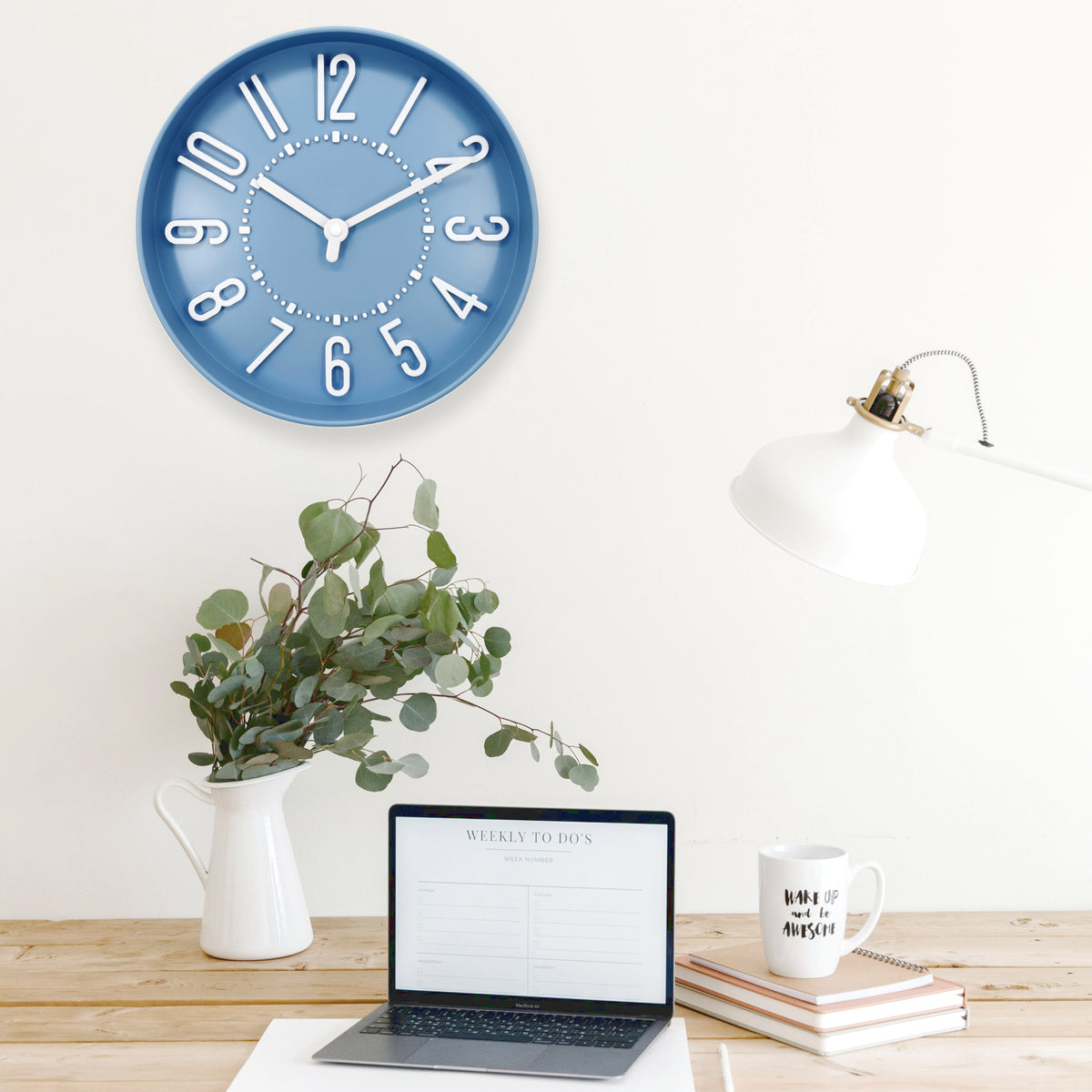 Westclox 10" Blue Raised Numbers Wall Clock – Easy-to-Read Analog Display