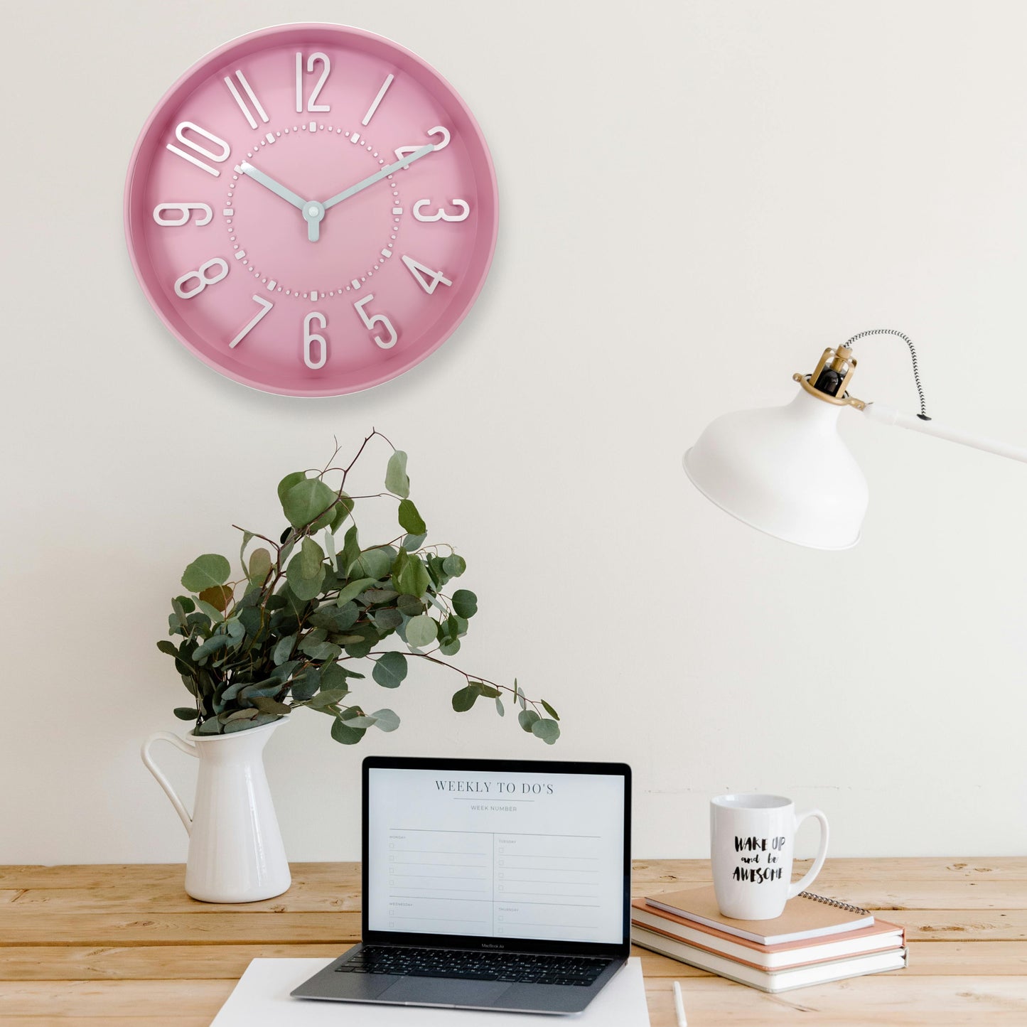 Westclox 10" Pink Raised Numbers Wall Clock – Easy-to-Read Analog Display