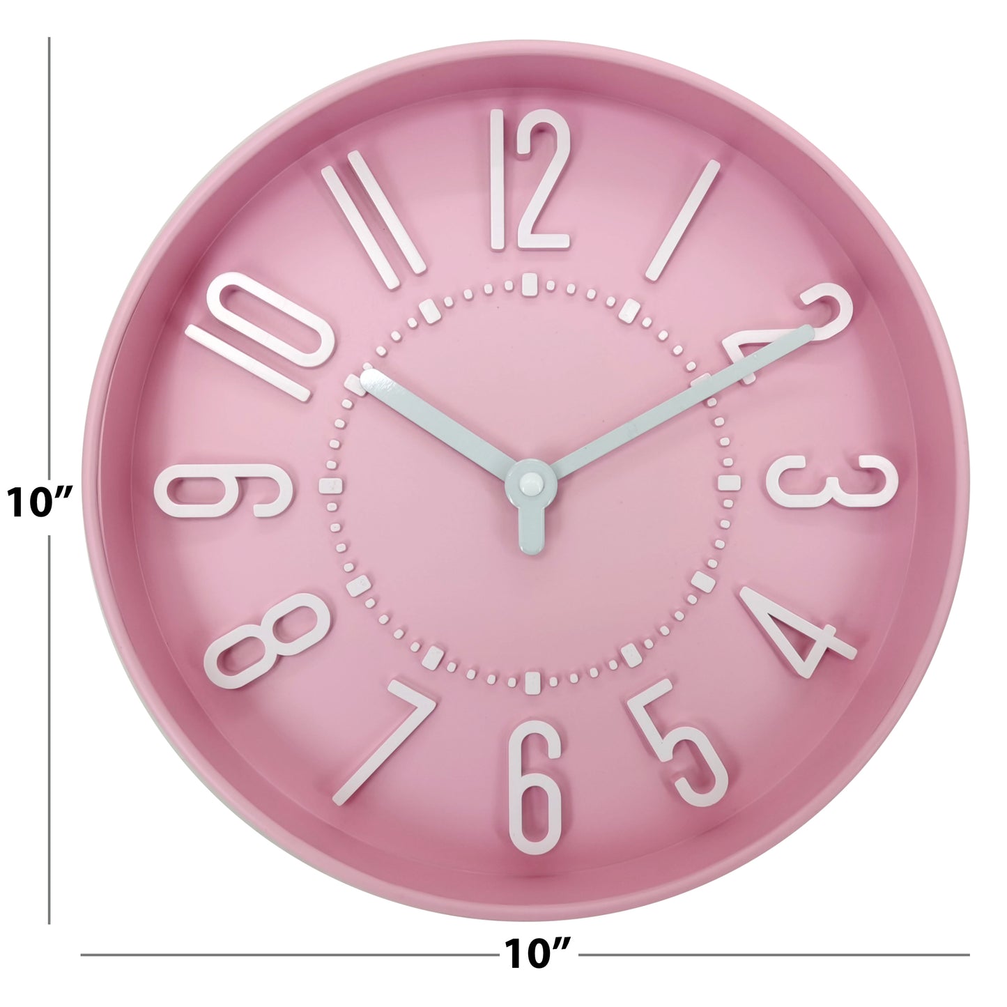 Westclox 10" Pink Raised Numbers Wall Clock – Easy-to-Read Analog Display